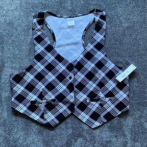 Plaid Button-Up Vest